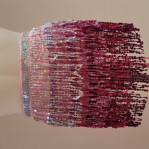 Sequin Multi Color Wrap Skirt, Silver, Pink